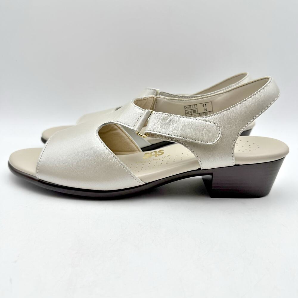 SAS Womens Suntimer Heeled Sandal US 11 Narrow Cream Leather NIB - Picture 9 of 13